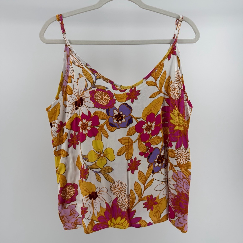 NWT Cynthia Rowley Floral Spaghetti Strap V-Neck Tank Top, Women's Large